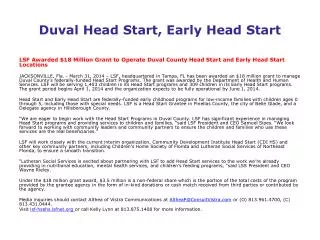 Duval Head Start, Early Head Start