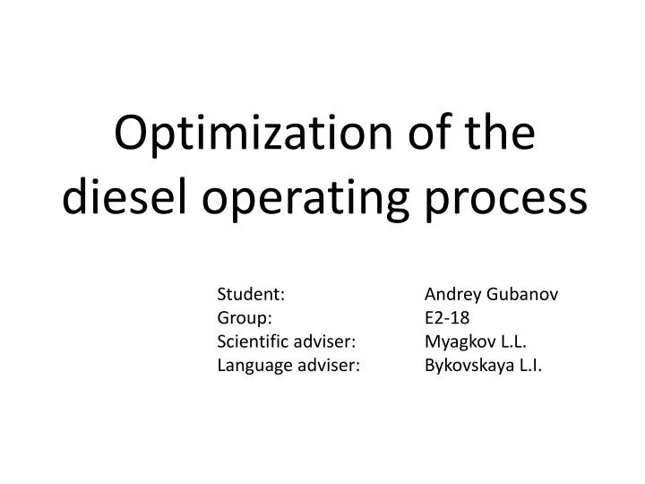 optimization of the diesel operating process