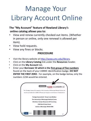 Manage Your Library Account Online