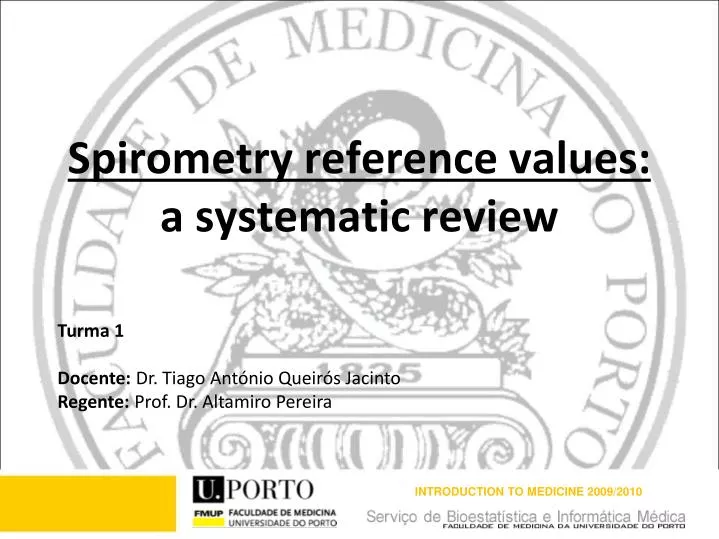 spirometry reference values a systematic review