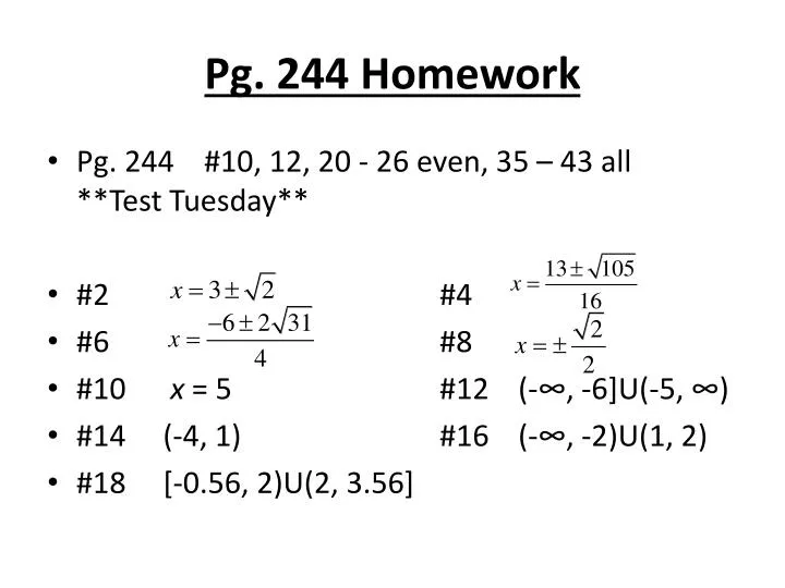 pg 244 homework