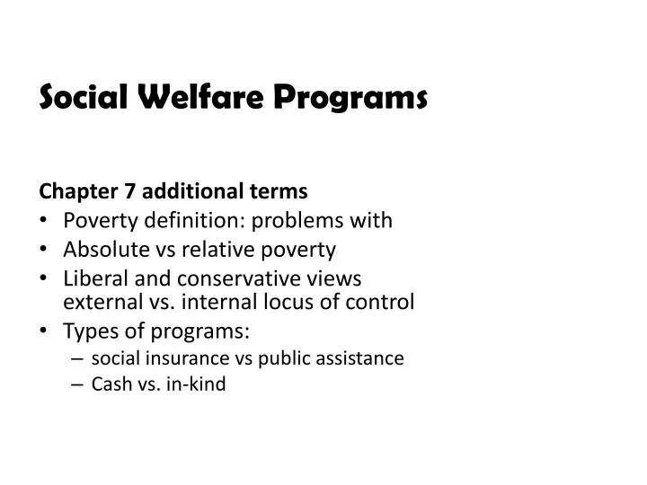 social welfare programs