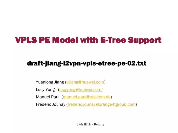 vpls pe model with e tree support