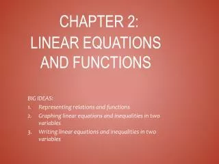 Chapter 2: Linear equations and functions