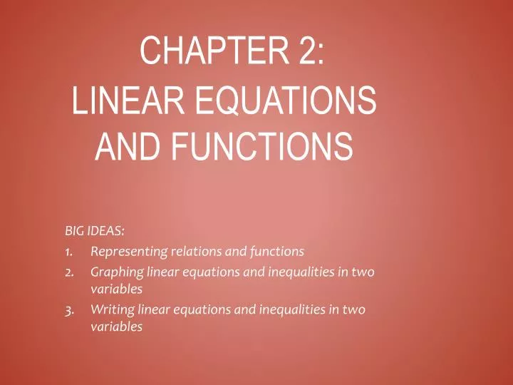 chapter 2 linear equations and functions