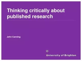 Thinking critically about published research