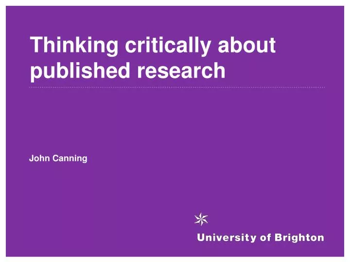 thinking critically about published research