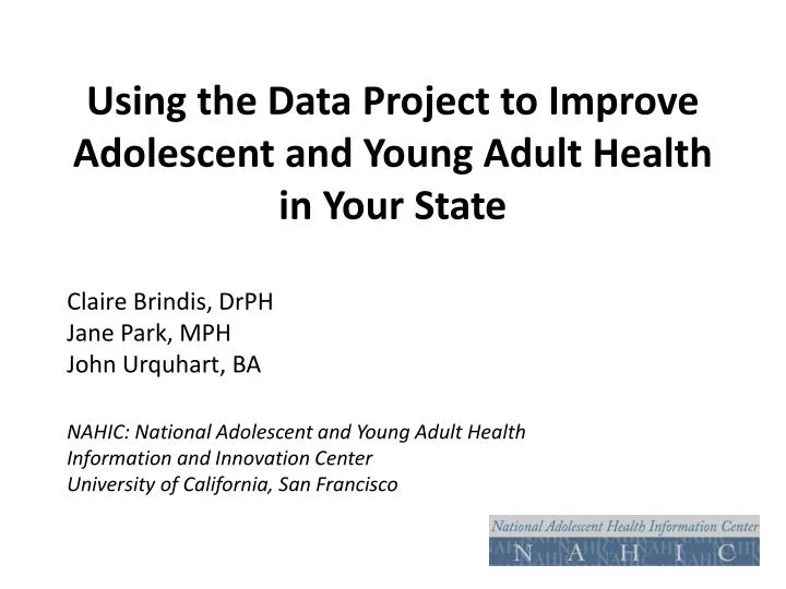 using the data project to improve adolescent and young adult health in your state