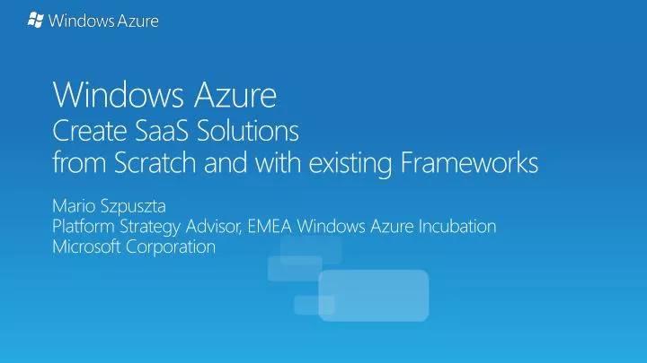 windows azure create saas solutions from scratch and with existing frameworks