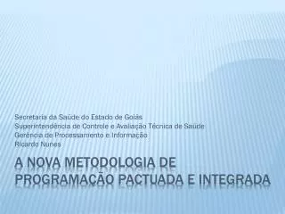 a nova metodologia de programa o pactuada e integrada