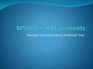 MSW Field Placements