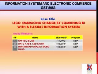 INFORMATION SYSTEM AND ELECTRONIC COMMERCE GST-5083