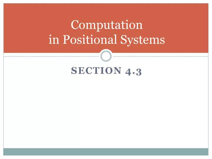 computation in positional systems
