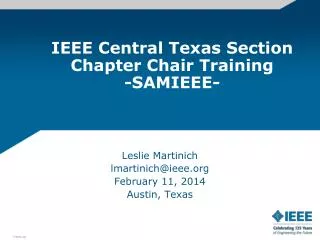 IEEE Central Texas Section Chapter Chair Training - SAMIEEE-