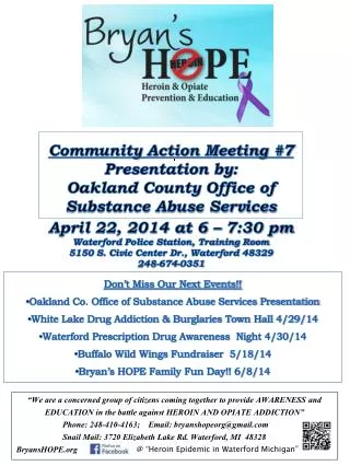 Community Action Meeting # 7 Presentation by: Oakland County Office of Substance Abuse Services