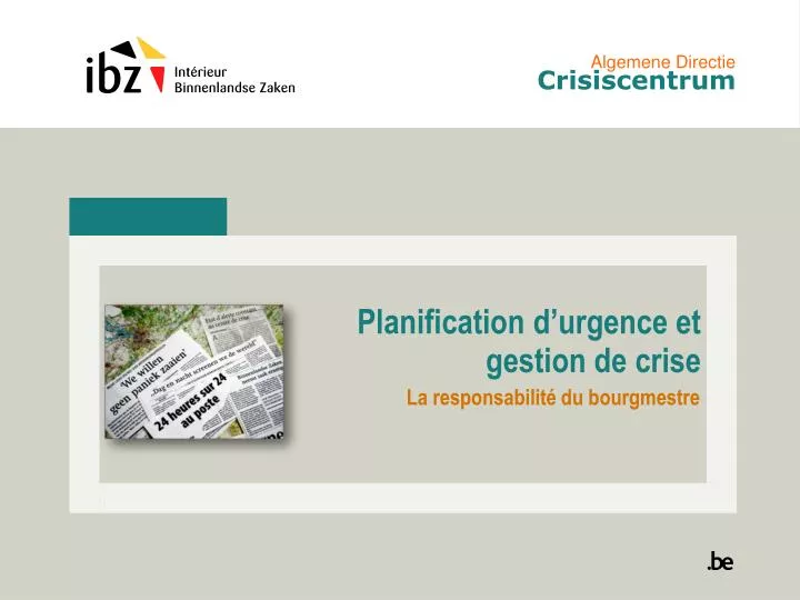 planification d urgence et gestion de crise