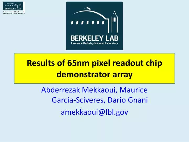 results of 65nm pixel readout chip demonstrator array
