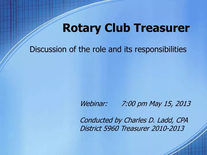 rotary club treasurer