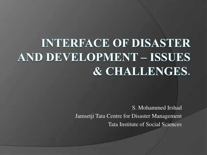 s mohammed irshad jamsetji tata centre for disaster management tata institute of social sciences