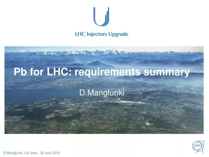 pb for lhc requirements summary d manglunki