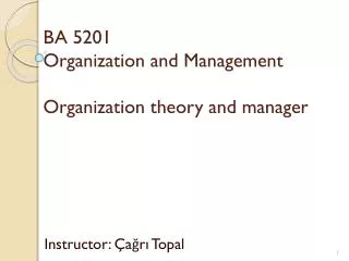 BA 5201 Organization and Management Organization t heory and m anager