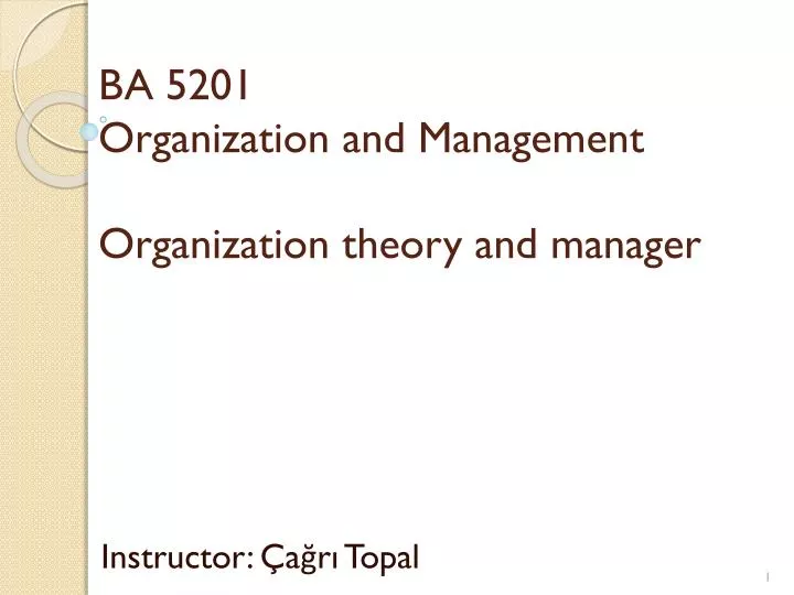 ba 5201 organization and management organization t heory and m anager