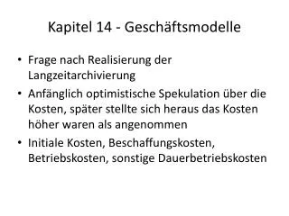 Kapitel 14 - Geschäftsmodelle