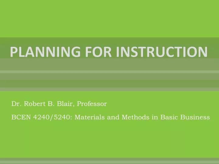 planning for instruction
