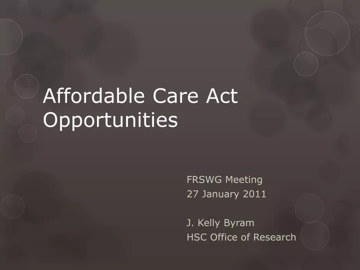 affordable care act opportunities