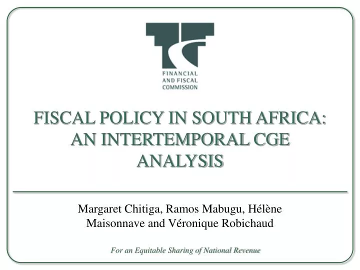 fiscal policy in south africa an intertemporal cge analysis