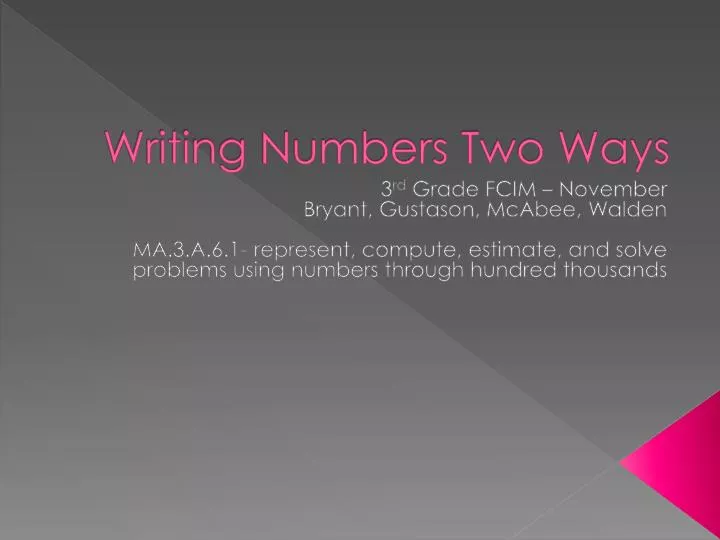 writing numbers two ways