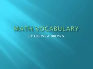 MATH VOCABULARY