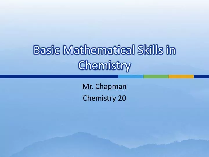 basic mathematical skills in chemistry