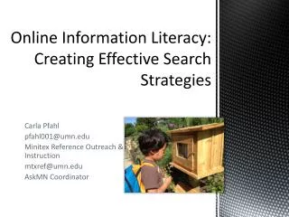 Online Information Literacy: Creating Effective Search Strategies