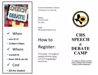 CHS Speech &amp; Debate Camp