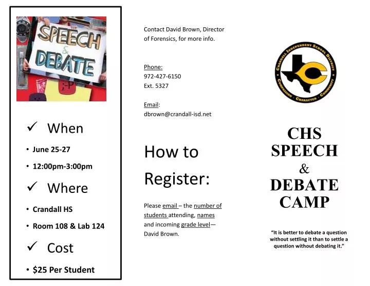 chs speech debate camp