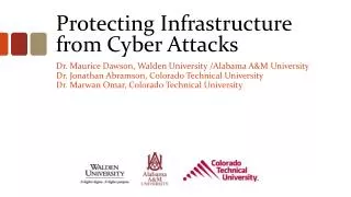 Protecting Infrastructure from Cyber Attacks