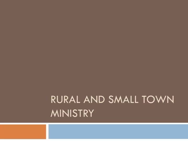 rural and small town ministry