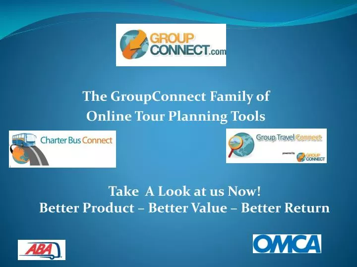 the groupconnect family of online tour planning tools
