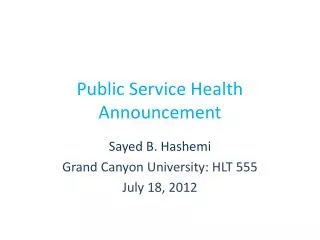 Public Service Health Announcement