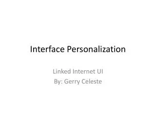 Interface Personalization