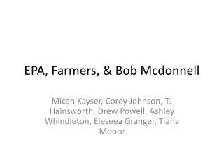 EPA, Farmers, &amp; Bob Mcdonnell