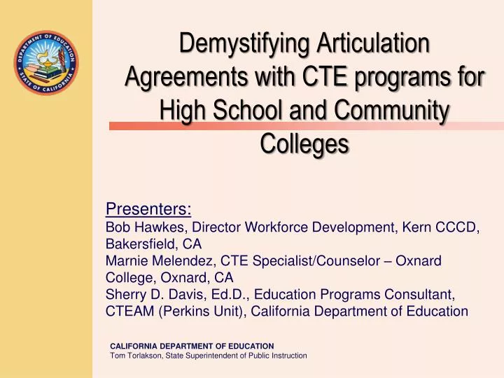 demystifying articulation agreements with cte programs for high school and community colleges