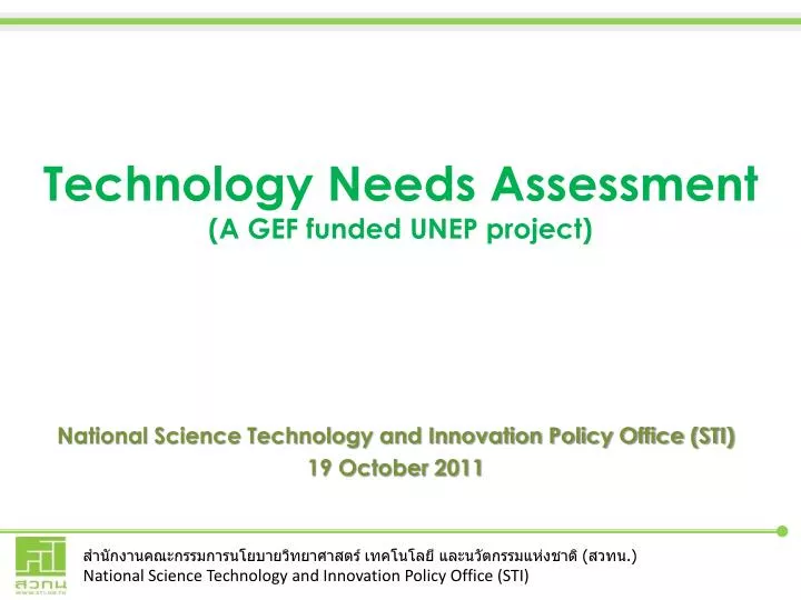 technology needs assessment a gef funded unep project