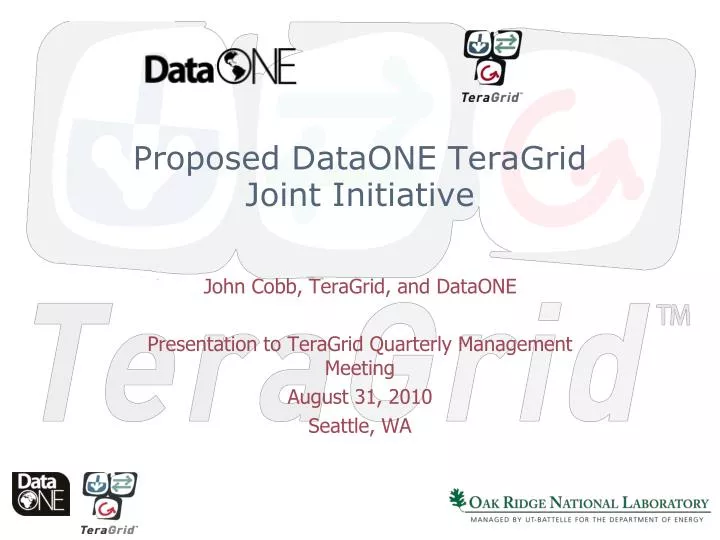 proposed dataone teragrid joint initiative
