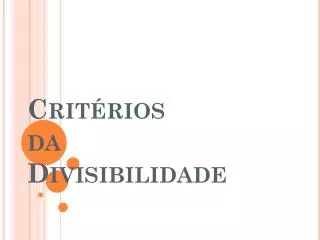 crit rios da divisibilidade