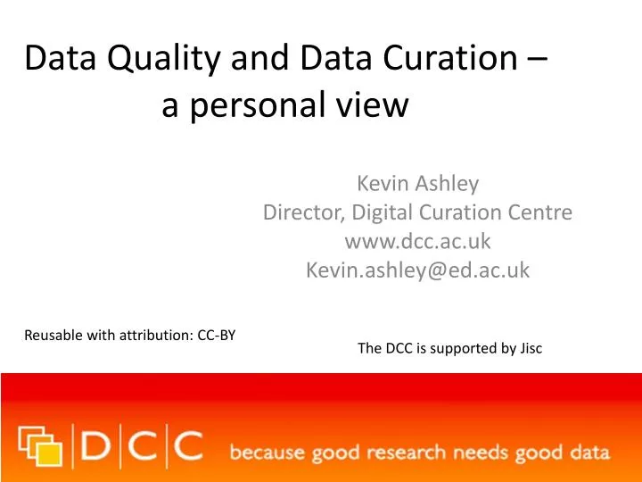 data quality and data curation a personal view