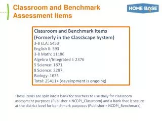 Classroom and Benchmark Assessment Items