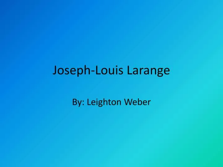 joseph louis larange