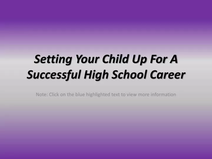 setting your child up for a successful high school career